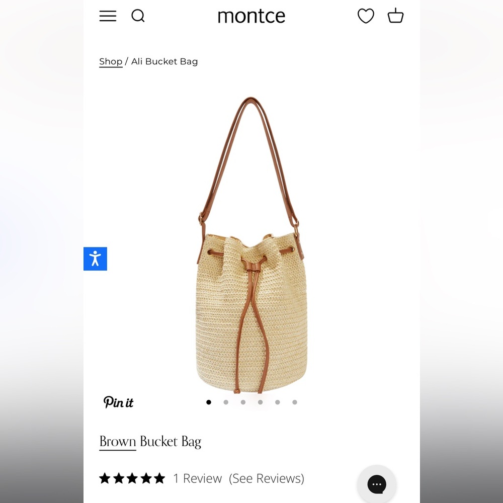 Montce Cream and Tan Shoulder Bag with Leather Trim